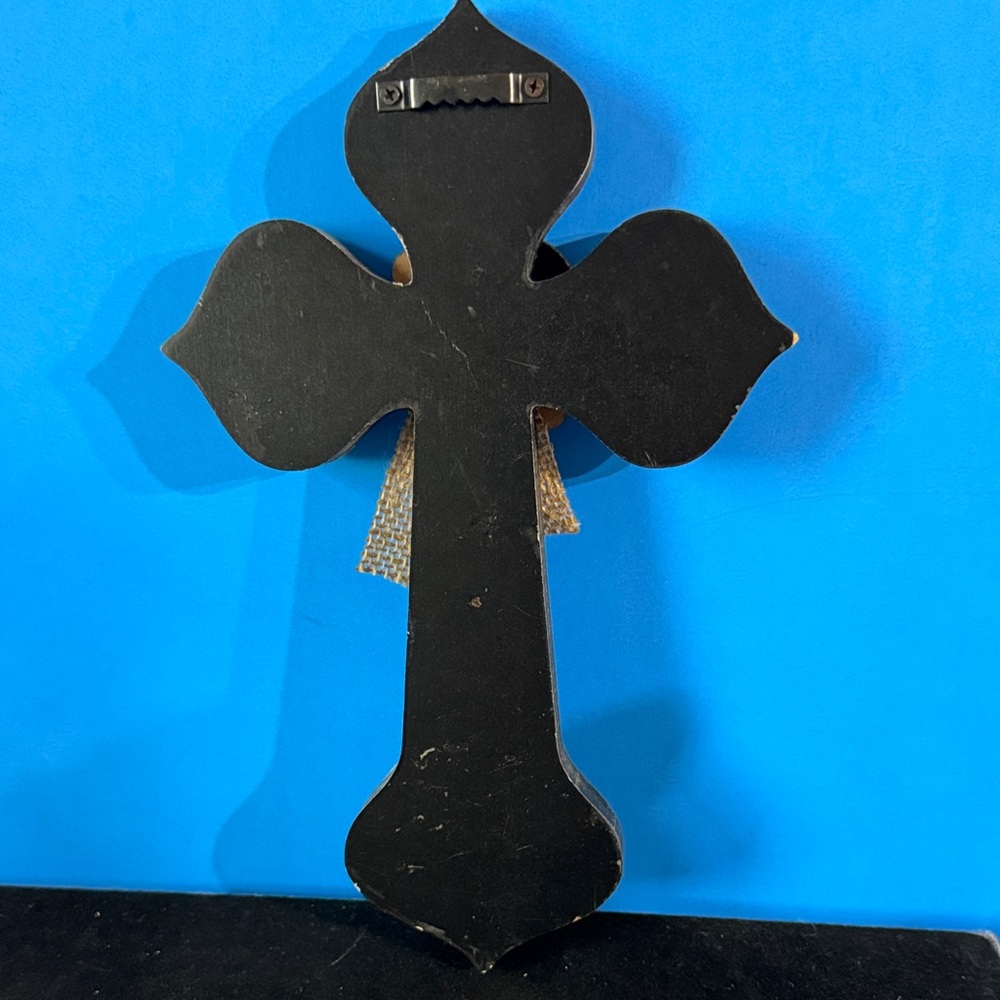 Colorful Decorative Cross with Burlap and Flower Accent - Picture 5 of 5